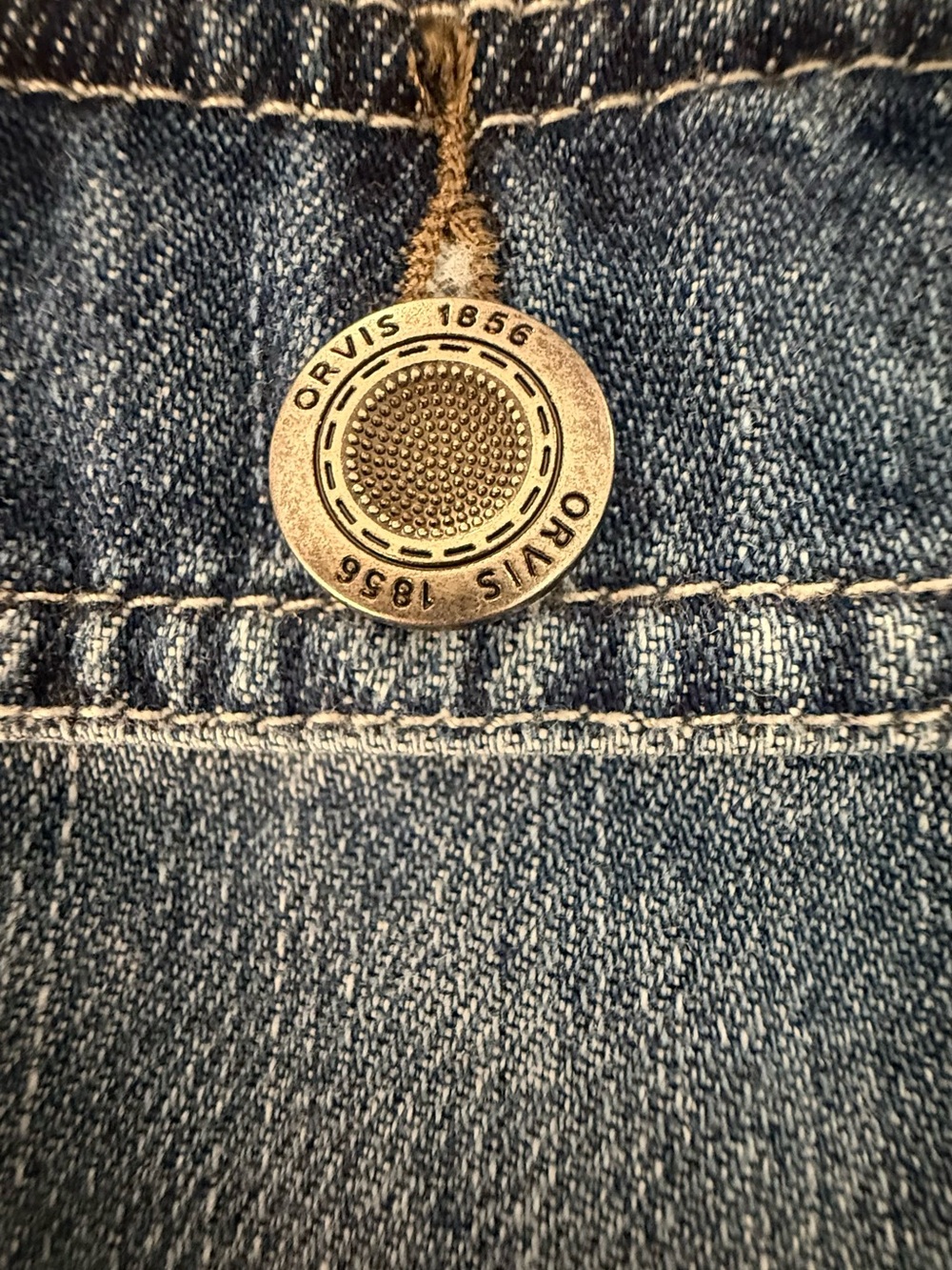 ORVIS Womens Medium Denim Chore Jacket Utility Barn Coat Blue Heritage Style - Picture 9 of 10